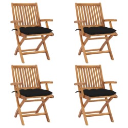 Klappbare Gartenstühle mit Kissen 4 Stk. Massivholz Teak