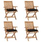 Klappbare Gartenstühle mit Kissen 4 Stk. Massivholz Teak Klappbare Gartenstühle mit Kissen 4 Stk. Massivholz Teak