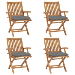 vidaXL Klappbare Gartenstühle mit Kissen 4 Stk. Massivholz Teak