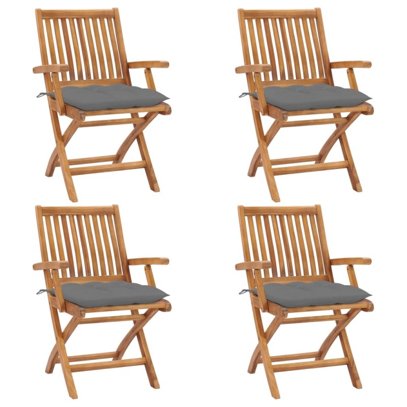 vidaXL Klappbare Gartenstühle mit Kissen 4 Stk. Massivholz Teak vidaXL Klappbare Gartenstühle mit Kissen 4 Stk. Massivholz Teak