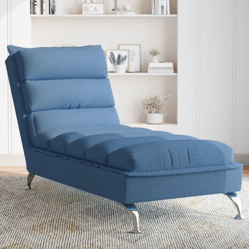 vidaXL Chaiselongue mit Kissen Blau Stoff vidaXL Chaiselongue mit Kissen Blau Stoff