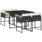 vidaXL 5-tlg. Garten-Essgruppe mit Kissen Schwarz Poly Rattan vidaXL 5-tlg. Garten-Essgruppe mit Kissen Schwarz Poly Rattan