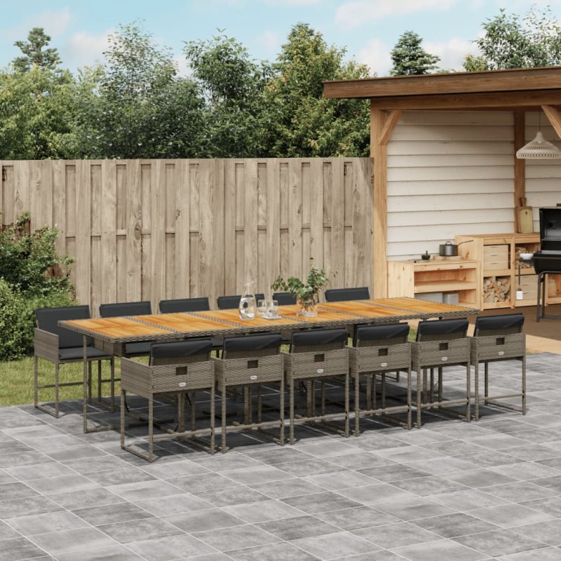 vidaXL 13-tlg. Garten-Essgruppe mit Kissen Grau Poly Rattan vidaXL 13-tlg. Garten-Essgruppe mit Kissen Grau Poly Rattan