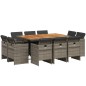 vidaXL 11-tlg. Garten-Essgruppe mit Kissen Grau Poly Rattan vidaXL 11-tlg. Garten-Essgruppe mit Kissen Grau Poly Rattan