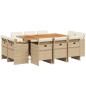 vidaXL 11-tlg. Garten-Essgruppe mit Kissen Beige Poly Rattan vidaXL 11-tlg. Garten-Essgruppe mit Kissen Beige Poly Rattan