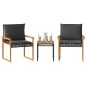vidaXL 3-tlg. Bistro-Set mit Kissen Schwarz Poly Rattan Akazienholz vidaXL 3-tlg. Bistro-Set mit Kissen Schwarz Poly Rattan Akazienholz