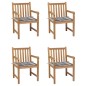 vidaXL Gartenstühle 4 Stk. Graue Karomuster-Kissen Massivholz Teak vidaXL Gartenstühle 4 Stk. Graue Karomuster-Kissen Massivholz Teak