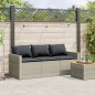 vidaXL Gartensofa mit Kissen 3-Sitzer Hellgrau Poly Rattan vidaXL Gartensofa mit Kissen 3-Sitzer Hellgrau Poly Rattan