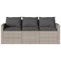 vidaXL Gartensofa mit Kissen 3-Sitzer Hellgrau Poly Rattan vidaXL Gartensofa mit Kissen 3-Sitzer Hellgrau Poly Rattan