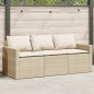 vidaXL Gartensofa mit Kissen 3-Sitzer Beige Poly Rattan vidaXL Gartensofa mit Kissen 3-Sitzer Beige Poly Rattan