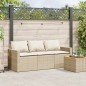 vidaXL Gartensofa mit Kissen 3-Sitzer Beige Poly Rattan vidaXL Gartensofa mit Kissen 3-Sitzer Beige Poly Rattan