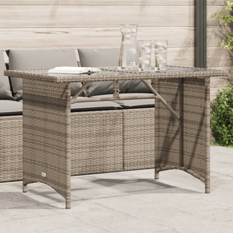 vidaXL Gartentisch mit Glasplatte Grau 110x68x70 cm Poly Rattan vidaXL Gartentisch mit Glasplatte Grau 110x68x70 cm Poly Rattan