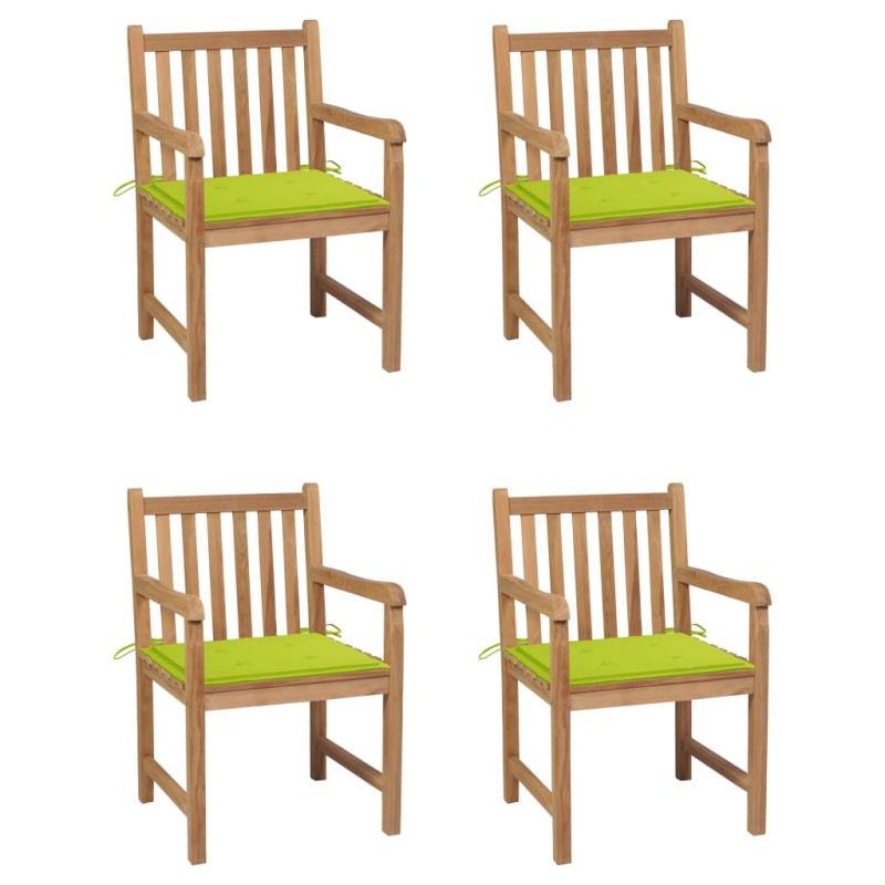 Gartenstühle 4 Stk. mit Hellgrünen Kissen Massivholz Teak Gartenstühle 4 Stk. mit Hellgrünen Kissen Massivholz Teak