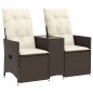 vidaXL Gartensofa 2-Sitzer Verstellbar mit Tisch Braun Poly Rattan vidaXL Gartensofa 2-Sitzer Verstellbar mit Tisch Braun Poly Rattan