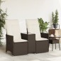 vidaXL Gartensofa 2-Sitzer Verstellbar mit Tisch Braun Poly Rattan vidaXL Gartensofa 2-Sitzer Verstellbar mit Tisch Braun Poly Rattan