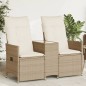 vidaXL Gartensofa 2-Sitzer Verstellbar mit Tisch Beige Poly Rattan vidaXL Gartensofa 2-Sitzer Verstellbar mit Tisch Beige Poly Rattan