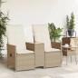 vidaXL Gartensofa 2-Sitzer Verstellbar mit Tisch Beige Poly Rattan vidaXL Gartensofa 2-Sitzer Verstellbar mit Tisch Beige Poly Rattan