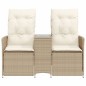 vidaXL Gartensofa 2-Sitzer Verstellbar mit Tisch Beige Poly Rattan vidaXL Gartensofa 2-Sitzer Verstellbar mit Tisch Beige Poly Rattan