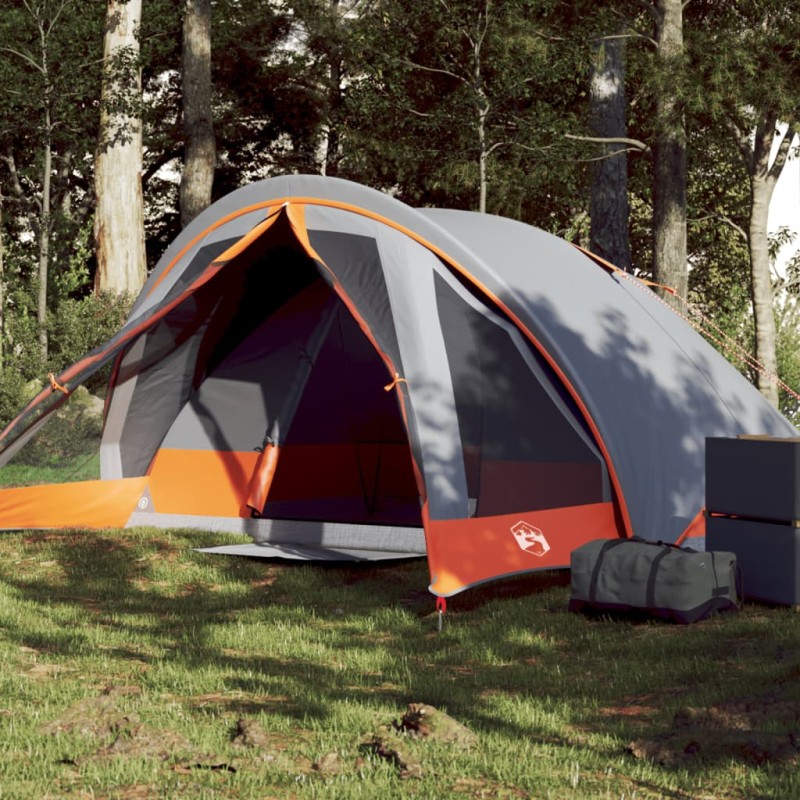 vidaXL Campingzelt 4 Personen Grau und Orange Wasserdicht vidaXL Campingzelt 4 Personen Grau und Orange Wasserdicht