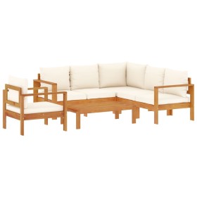 vidaXL 5-tlg. Garten-Sofagarnitur mit Kissen Massivholz Akazie