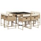 vidaXL 9-tlg. Garten-Essgruppe mit Kissen Beige Poly Rattan vidaXL 9-tlg. Garten-Essgruppe mit Kissen Beige Poly Rattan