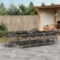 vidaXL 15-tlg. Garten-Essgruppe mit Kissen Grau Poly Rattan vidaXL 15-tlg. Garten-Essgruppe mit Kissen Grau Poly Rattan