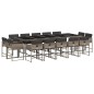 vidaXL 15-tlg. Garten-Essgruppe mit Kissen Grau Poly Rattan vidaXL 15-tlg. Garten-Essgruppe mit Kissen Grau Poly Rattan