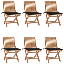 vidaXL Klappbare Gartenstühle mit Kissen 6 Stk. Massivholz Teak