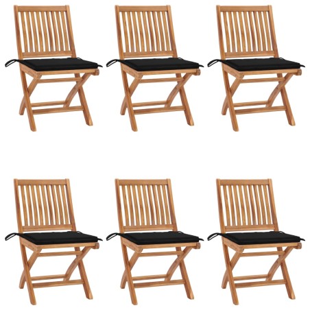 vidaXL Klappbare Gartenstühle mit Kissen 6 Stk. Massivholz Teak