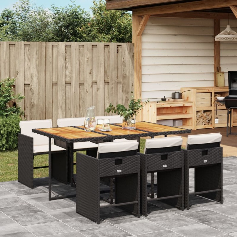 vidaXL 7-tlg. Garten-Essgruppe mit Kissen Schwarz Poly Rattan vidaXL 7-tlg. Garten-Essgruppe mit Kissen Schwarz Poly Rattan