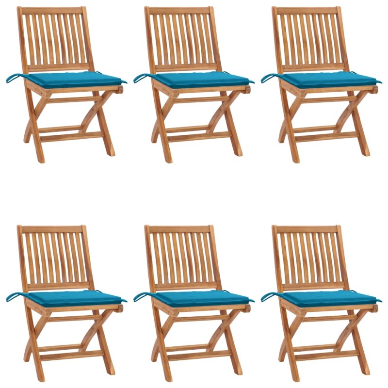 Klappbare Gartenstühle mit Kissen 6 Stk. Massivholz Teak Klappbare Gartenstühle mit Kissen 6 Stk. Massivholz Teak