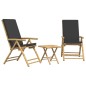 vidaXL 3-tlg. Bistro-Set Klappbar mit Dunkelgrauen Kissen Bambus vidaXL 3-tlg. Bistro-Set Klappbar mit Dunkelgrauen Kissen Bambus
