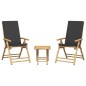 vidaXL 3-tlg. Bistro-Set Klappbar mit Dunkelgrauen Kissen Bambus vidaXL 3-tlg. Bistro-Set Klappbar mit Dunkelgrauen Kissen Bambus