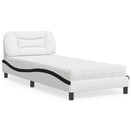 vidaXL Bett mit Matratze Weiß und Schwarz 80x200 cm Kunstleder