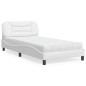 vidaXL Bett mit Matratze Weiß 100x200 cm Kunstleder vidaXL Bett mit Matratze Weiß 100x200 cm Kunstleder