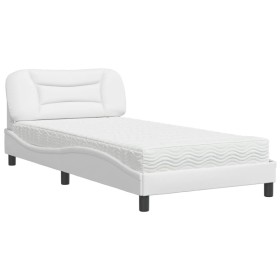 vidaXL Bett mit Matratze Weiß 100x200 cm Kunstleder