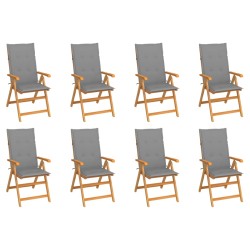 Garten-Liegestühle mit Kissen 8 Stk. Massivholz Teak