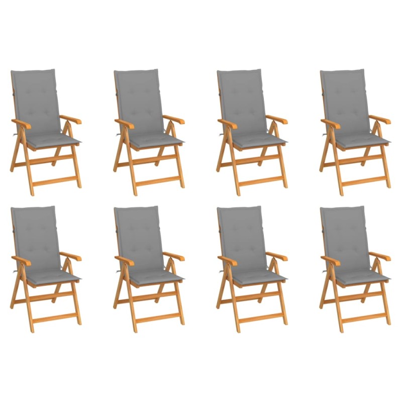 Garten-Liegestühle mit Kissen 8 Stk. Massivholz Teak Garten-Liegestühle mit Kissen 8 Stk. Massivholz Teak