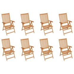 Garten-Liegestühle mit Kissen 8 Stk. Massivholz Teak