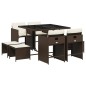 vidaXL 9-tlg. Garten-Essgruppe mit Kissen Braun Poly Rattan vidaXL 9-tlg. Garten-Essgruppe mit Kissen Braun Poly Rattan