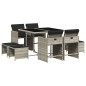 vidaXL 9-tlg. Garten-Essgruppe mit Kissen Hellgrau Poly Rattan vidaXL 9-tlg. Garten-Essgruppe mit Kissen Hellgrau Poly Rattan