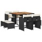 vidaXL 9-tlg. Garten-Essgruppe mit Kissen Schwarz Poly Rattan vidaXL 9-tlg. Garten-Essgruppe mit Kissen Schwarz Poly Rattan