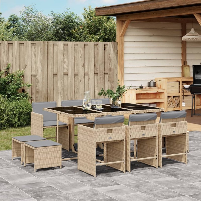 vidaXL 11-tlg. Garten-Essgruppe mit Kissen Beigemischung Poly Rattan vidaXL 11-tlg. Garten-Essgruppe mit Kissen Beigemischung Poly Rattan