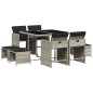 vidaXL 9-tlg. Garten-Essgruppe mit Kissen Hellgrau Poly Rattan vidaXL 9-tlg. Garten-Essgruppe mit Kissen Hellgrau Poly Rattan