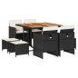 vidaXL 9-tlg. Garten-Essgruppe mit Kissen Schwarz Poly Rattan vidaXL 9-tlg. Garten-Essgruppe mit Kissen Schwarz Poly Rattan