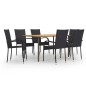 vidaXL 7-tlg. Garten-Essgruppe Poly Rattan Schwarz vidaXL 7-tlg. Garten-Essgruppe Poly Rattan Schwarz