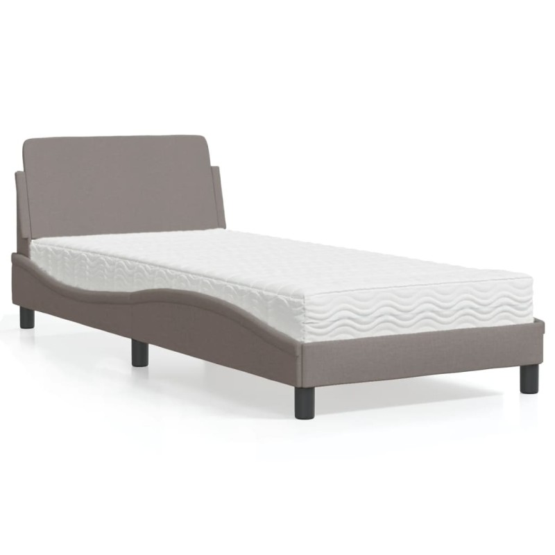 vidaXL Bett mit Matratze Taupe 80x200 cm Stoff vidaXL Bett mit Matratze Taupe 80x200 cm Stoff