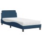 vidaXL Bett mit Matratze Blau 90x190 cm Stoff vidaXL Bett mit Matratze Blau 90x190 cm Stoff