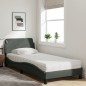 vidaXL Bett mit Matratze Dunkelgrau 90x200 cm Stoff