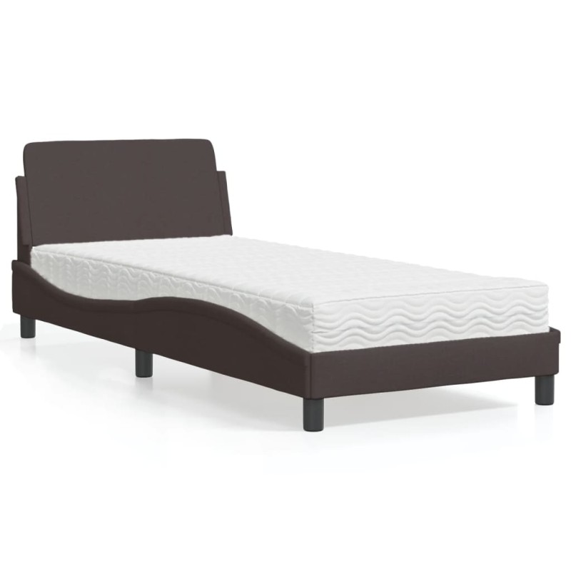 vidaXL Bett mit Matratze Dunkelbraun 90x200 cm Stoff vidaXL Bett mit Matratze Dunkelbraun 90x200 cm Stoff